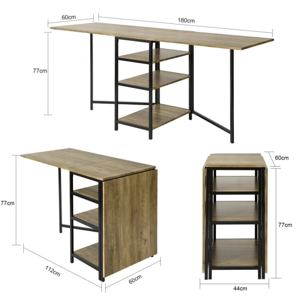 SoBuy, Matbord med hyllor Köksbord FWT62-N nature