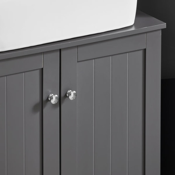 SoBuy Tvättställsunderskåp med 2 dörrar, Badrumsskåp, BZR18-DG Grey Sink cabinet(on wall)