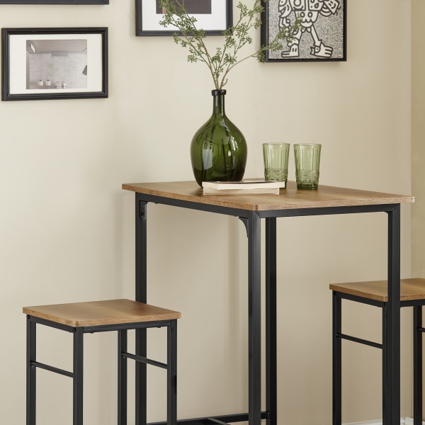 SoBuy Barbordssæt med 2 barstole Spisebord med stole OGT10-PF brown table with 2 stools