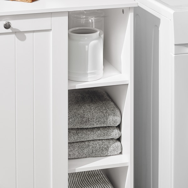 SoBuy Badrumsskåp med tvättkorg Badrumsskåp Förvaringsmöbel badrum BZR105-W White Laundry cabinet