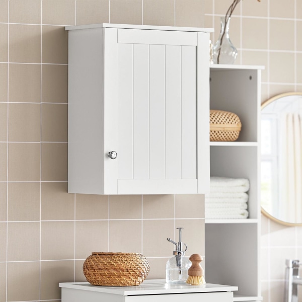 SoBuy Väggskåp, Överskåp,med 1 dörr, Badrumsmöbler BZR19-W White Wall cabinet with 1 door