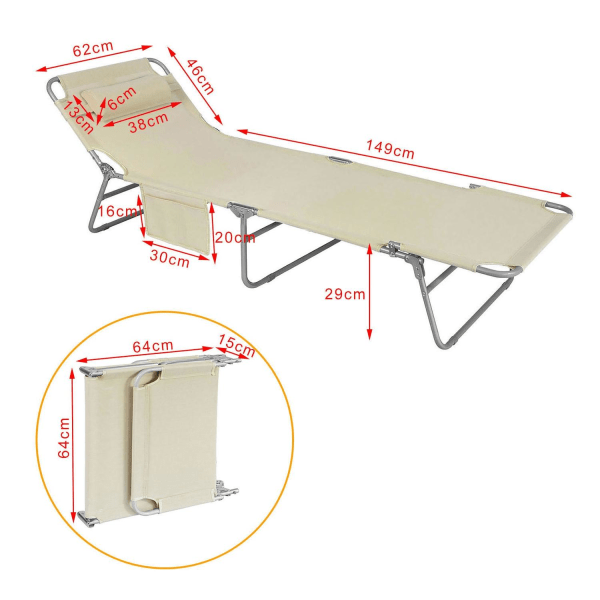 SoBuy 2 stk Sammenklappelige liggestole OGS35-MIx2 Beige