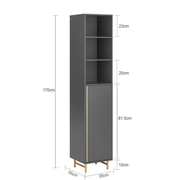 SoBuy Kylpyhuoneen korkea Kaappi puukuitulevyä Harmaa BZR130-HG 35*35*170cm