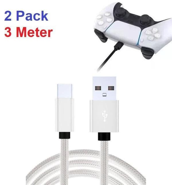 2-Pack 3M PS5 / Playstation 5  Laddkabel För handkontroll