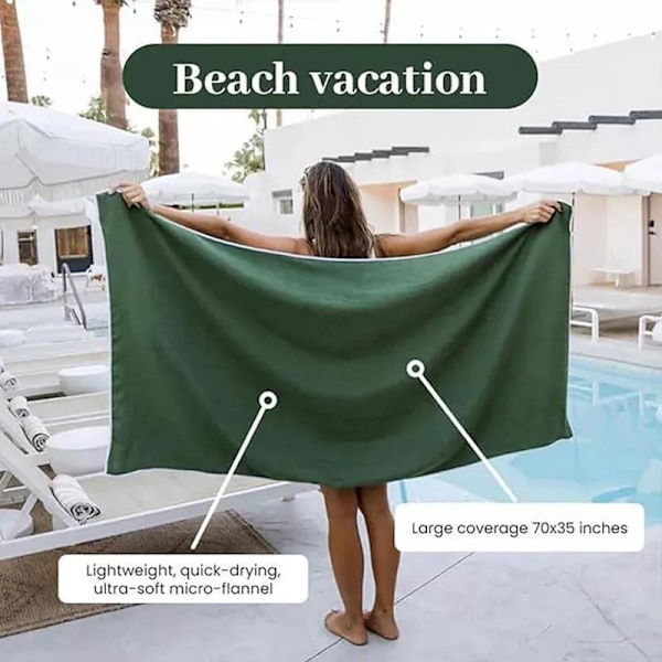 Multifunktionell Magnetisk Badhandduk för Utomhusbruk Mikrofiber Snabbtorkande Rese Camping Green