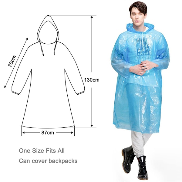 10-pack engångs regnponchos vattentäta regnponchos för