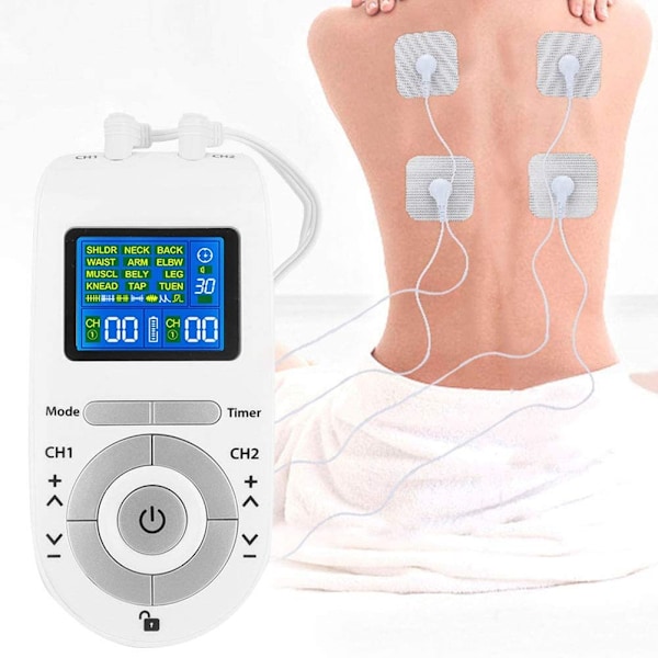 Dobbeltkanals TENS-maskine til smertelindring, [12 tilstande, 40 intensiteter-XM3-