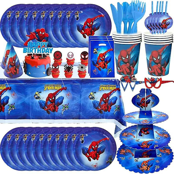 Spiderman-tema Bursdagsdekorasjon Tilbehør Servisekopp Tallerken Servietter Spiderman Ballong Glad Fest Dekor For Barn Gutter