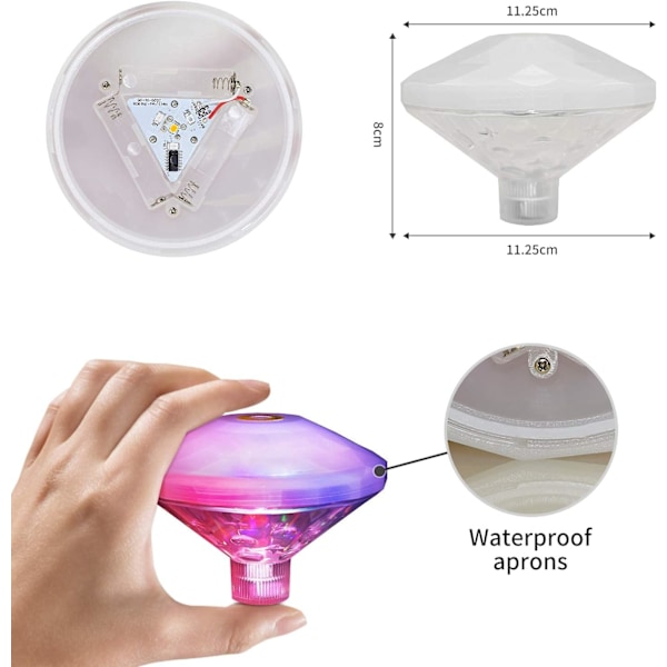 LED Undervandslys Badekar Lys Dam Pool Farverig Flydende