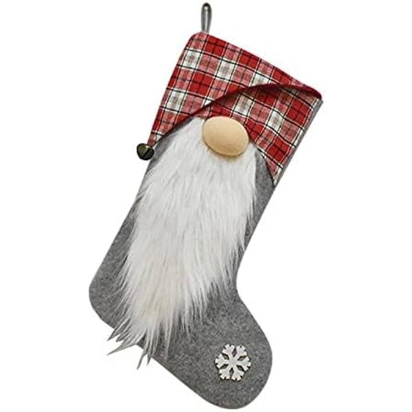 2-pack 18 '' Breda Julstrumpor i Flanell, Dvärg-mönster, Jultomte