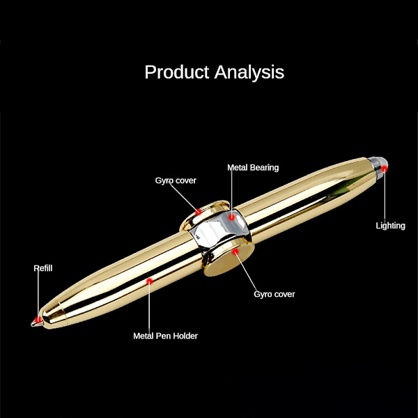 LED-penna Fidget Spinner Penna Stress Relief Leksak LED Snurrande Kulspetspenna Flerfärgad 1945