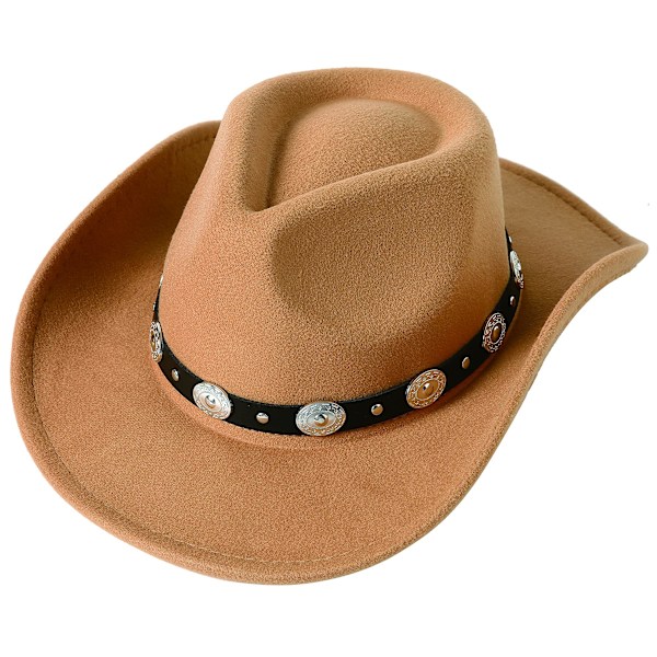 Dame Herre Filt Bredbremmet Western Cowboyhatter Belte Spenne Panama Hatt