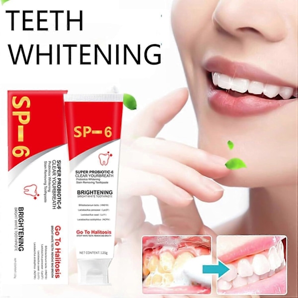 2 stk Sp-6 Probiotisk Opplysende Tannkrem, Dyprensende Tannkrem