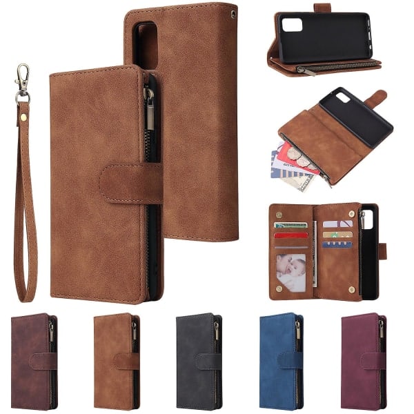 Kompatibel med Samsung Galaxy A41 Etui Magnetisk Læder Lynlås Cover Etui Til Samsung Galaxy A41 Gul