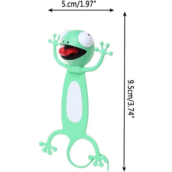 Fantastiske bogmærker, sjove 3D-tegnede bogmærker dyr læser bogmærker til studerende kontorforsyninger Gecko