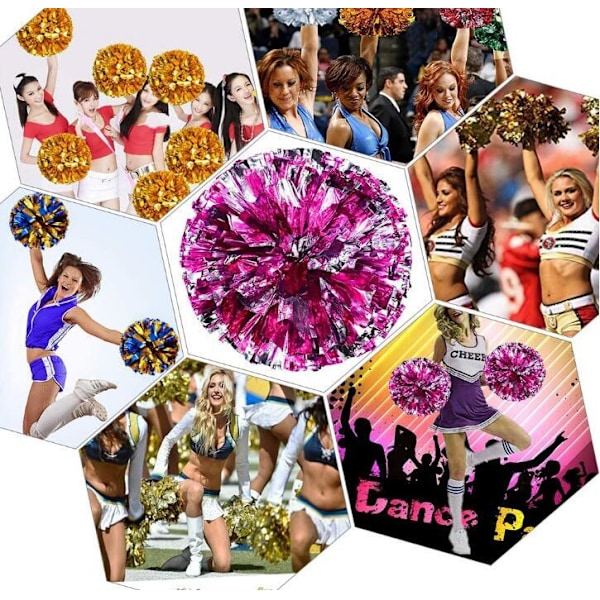 2 stk Metalliske Pomponger for Cheerleading gold silver
