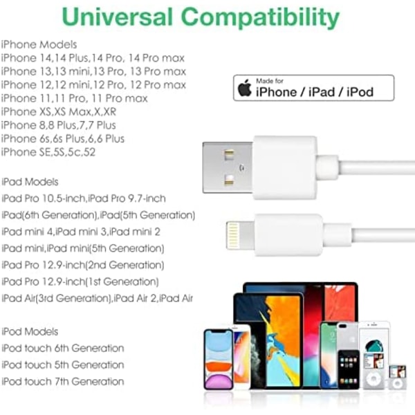 5 st 1m iPhone laddningskablar 3 st 2 m