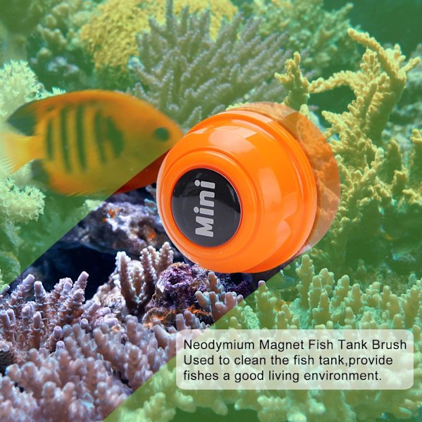 Mini Magnetisk Akvariebørste - Akvarierenser - Bærbar (Orange)