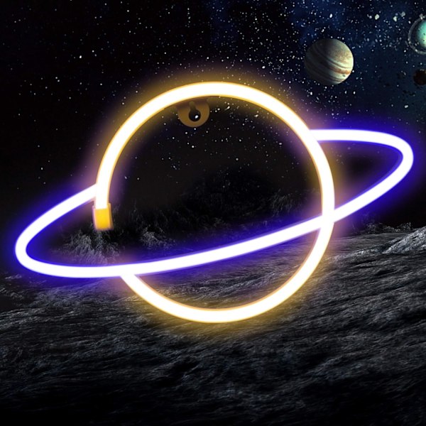 Neon Skyltar Planet Lampor för Sovrum Väggdekor Batteri & USB