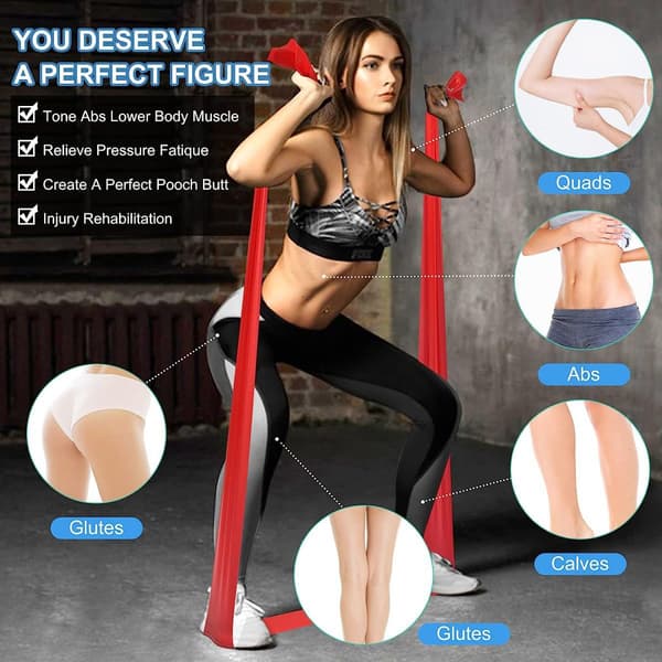 6 st yogamotståndsbandset, 150×15 cm elastiska stretchband, träningsutrustning för kvinnor 6-Pack