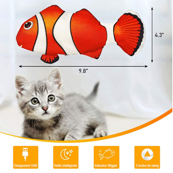Kattleksaker, Fiskleksak med Kattmynta Interaktiv Fisk Elektronisk Katt-XM2-