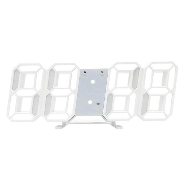 LED Digital Väggklocka med Glödande Nattläge Justerbar Elektronisk Bordsklocka Väggklocka Dekoration Vardagsrum LED-Klocka [dB] White
