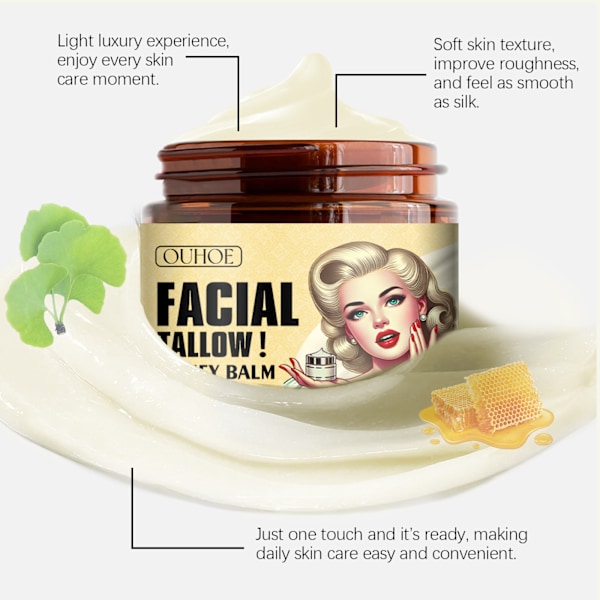 Ansiktspleie Beef Tallow Honning Hudpleie Beef Tallow Hudpleie Beef Tallow Hudpleie Beef Tallow Naturlig vill honning Hudpleie-XM3-