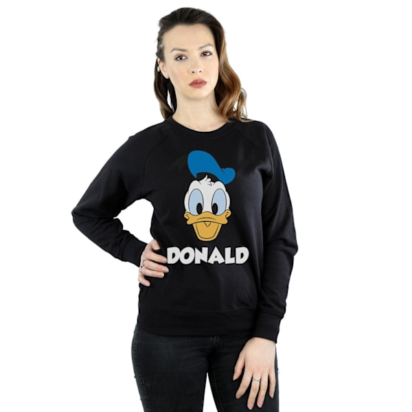 Disney Dame/Kvinder Donald Duck Ansigt Bomulds T-shirt M Sort Black Black M