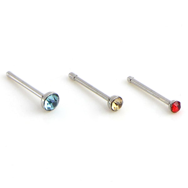60 STK/ Sett Strass Nese Ring Ben Stud Rustfritt Stål Multicolor