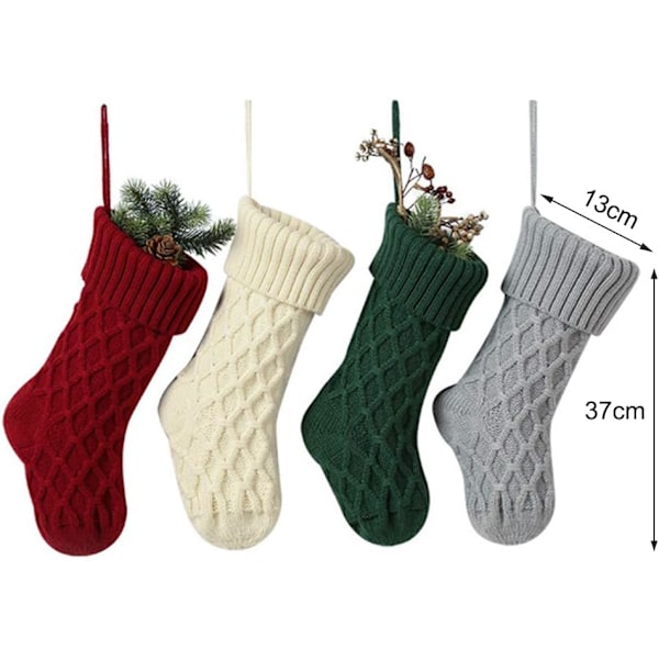 Stickad Julstrumpa, 1 st 38 cm Julstrumpor för Upphängning vid Öppen Spis