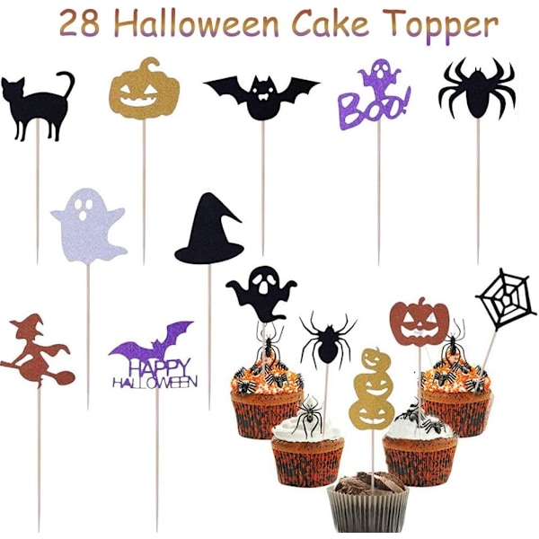 Halloween Kagepynt Dekoration - 28 stk. Halloween Cupcake
