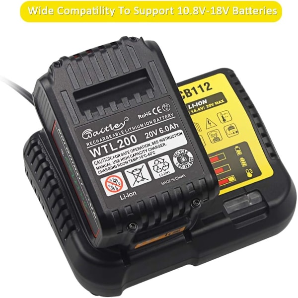 DCB112 Batterilader til Dewalt 10.8V / 14.4V / 18V Lithium Batteri