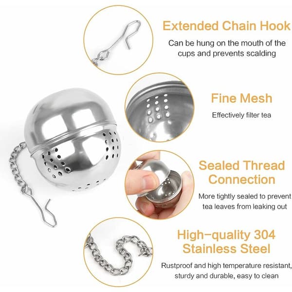 Teinfuser, 6 stk. teinfuser i rustfrit stål, tesigte, te-FM-