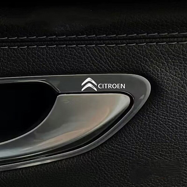 4 stk bil metall bil logo dekorative klistremerker dørhåndtak speil ratt karosseri interiør vindu klistremerker Citroen