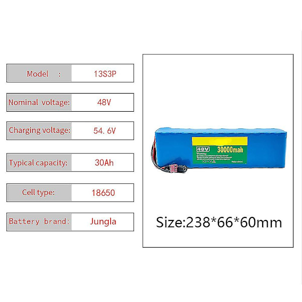13s3p 48v 30ah 1000w 30000mah Litiumioniakku, E-pyörä Sähköpyörä Scooter BMS:llä Keltainen