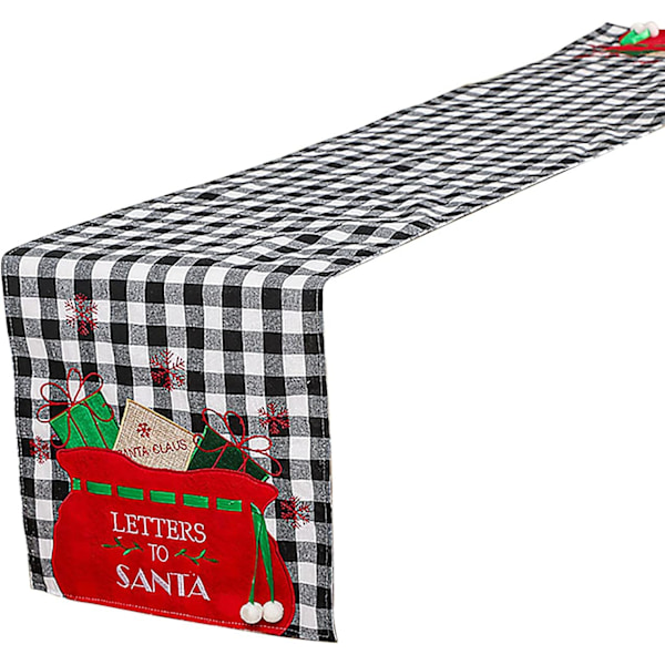 Handgjord Bordslöpare i Tyg för Jul - Svart och Vit, 33x180cm