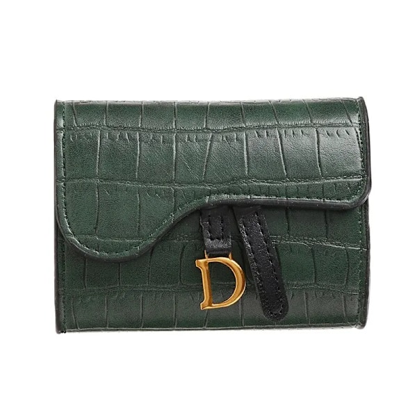 Dame Lykkekort Holder Kort Lommebok Mini PU Brev Lommebok Multi Liten Multi Clutch Veske Green