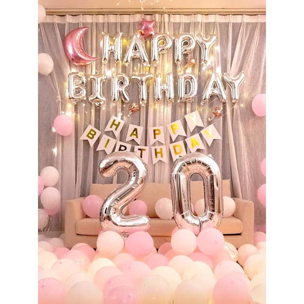 Lovoir Sølv Happy Birthday Ballonger Banner 16 Tommer Mylar Folie-XM2-