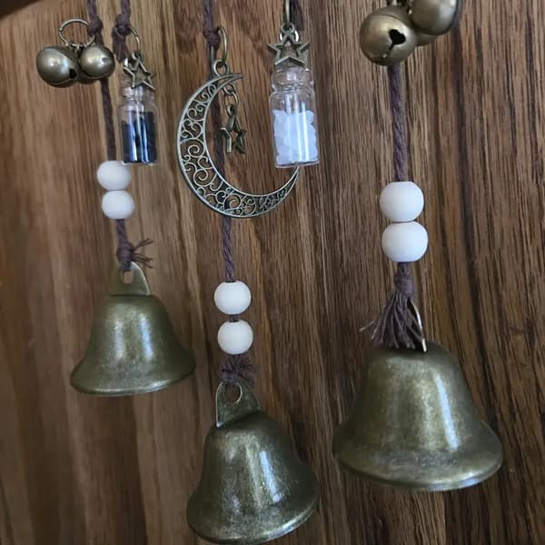 Hanging Protective Door Handle Witch Bell Wind Chime with Crystal and Witch Prayer, Home Decor-FM-
