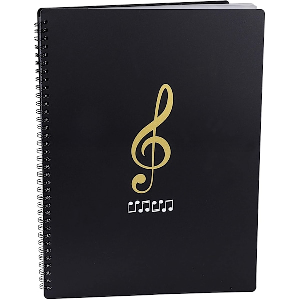 Musikmappe til noder i A4-format, hyldestorage, 30 lommer, nøgler, plastik, koncertkormappe