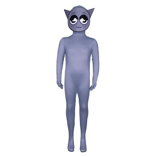 Sprunki Incredibox Barn Jumpsuit med Hette Outfit Kostyme Langermet Glidelås Playsuit for Voksen & Barn Grå Grey 160cm