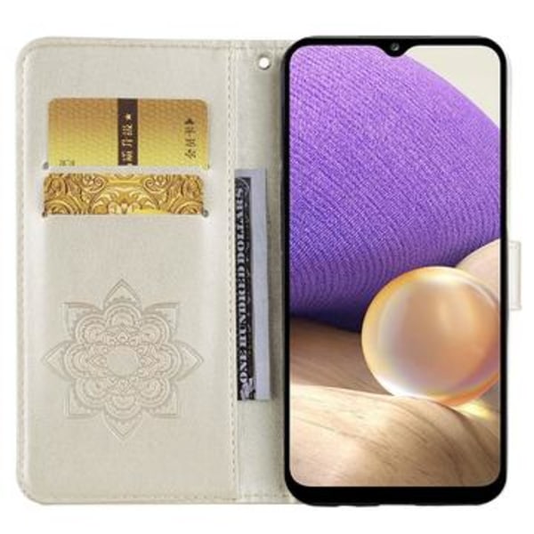 Samsung Galaxy A15 Lommebok-etui med ugle og steiner - Gull
