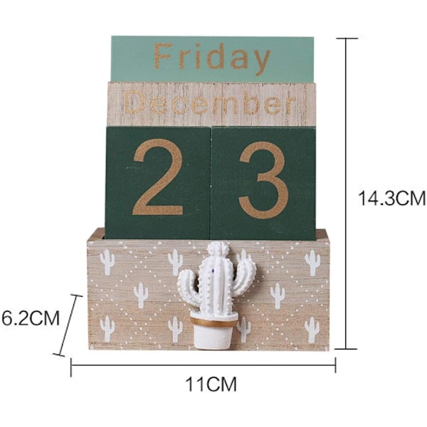 Treperpetuell kalender i tre, vintage treblokk-perpetuell kalender