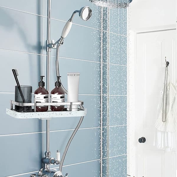 Chic Shower Shelf, Durable Shower Caddy with Rust-Proof Guarantee, Chrome-Plated ABS Material for Waterproof Corrosion Resistance, Space-Saving-FM-