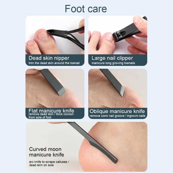 16 delar/set Nagelklippare Trimmer Öronspets Grooming Set Manikyr Set Dekoration Fötter Tå Manikyr Set med Väska