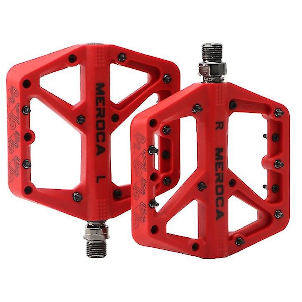Ultralett Flat Mountain Nylon Sykkelpedaler, rød