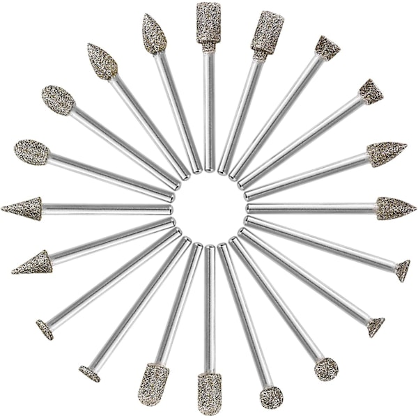 Diamantbor, 20 stk. Diamant Rotary Bor (Diamantbor/Hoved/Spids)