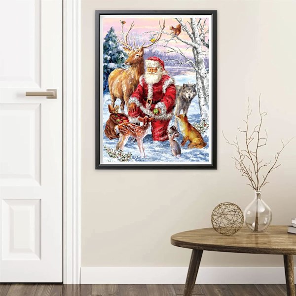 30*40cm 5D Diamantmaleri Jul, DIY Diamantbroderi Kors