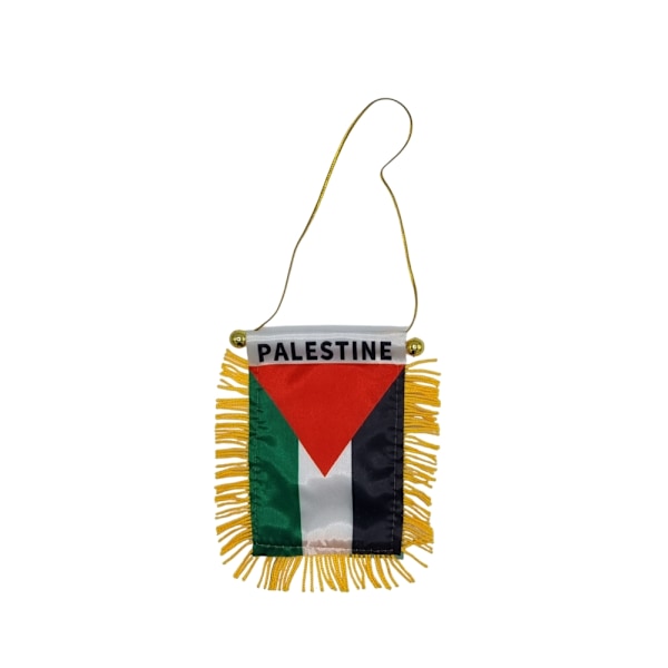 Riippuva lippu auton taustapeiliin imukupilla Palestine