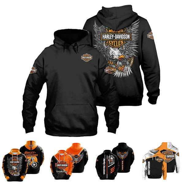 Huvtröja för män, motorcykel, Harley-Davidson, med dragsko, långärmad B B 3XL